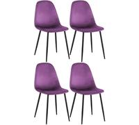 CLP Set de 4 chaises de Salle à Manger Napier, chaises de Cuisine Confortables rembourrées, avec Dossier, supportent jusqu'à 150 kg Couleur:Violet;Matériel:Velours