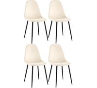 CLP Set de 4 chaises de Salle à Manger Napier, chaises de Cuisine Confortables rembourrées, avec Dossier, supportent jusqu'à 150 kg Couleur:crème;Matériel:Velours