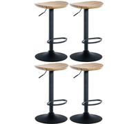 CLP Set De 4 Tabourets De Bar Skelde - Réglable en Hauteur avec Repose-Pieds Pivotant À 360 Degrés Couleur:Nature