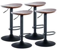 CLP Set De 4 Tabourets De Bar Skelde - Réglable en Hauteur avec Repose-Pieds Pivotant À 360 Degrés, Couleur: Noyer