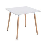 CLP Table à Manger BENTE, carrée, 4 Pieds en Bois, 80 x 80 cm, Design, avec protège-Sol Plateau: Blanc/piètement: Nature