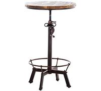 CLP Table Ajustable Malita en Métal Et Bois I Table De Bar Style Industriel I Mange Debout avec Repose-Pieds, Couleur:Bronze
