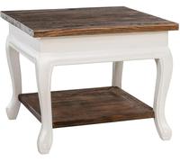 CLP Table Basse en Bois carrée 60x60 cm Thordis, Table de Salon avec 2 Niveaux avec Rangement, Table d'appoint Petite Shabby Chic Rustique, Couleur:Marron foncé, Taille:60x60 cm