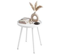 CLP Table d'appoint de Jardin Busan Ø 40 cm, Petite Table extérieure résistante aux intempéries, Plateau Rond polypropylène Anti-UV, Acier, Couleur: Blanc