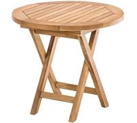 CLP Table d'appoint en Teck, Table de Jardin Pliante Maharao, Table Ronde, résistante aux intempéries et compacte pour Balcon, Jardin, intérieur, Couleur:Teck