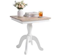 CLP Table d'appoint Lorne en Bois Massif, Table Basse carrée Style Campagne Chic avec Pieds galbés, Bout de canapé Mindy, Couleur:Nature/Blanc, Taille:70 cm