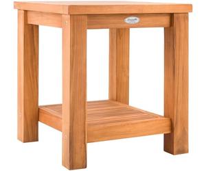 CLP Table d'appoint Outdoor Keaton en Teck, Table de Jardin résistante aux intempéries avec Deux étagères, Table en Teck pour Le Jardin, Couleur:Teck