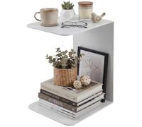 CLP Table d'appoint Selby Forme en C, Bout de canapé Moderne en métal, Acier Massif 5mm thermolaqué pour Salon, Couleur:Blanc, Taille:48 cm