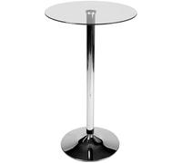 CLP Table De Bar Haute I Table Haute Mange Debout I Table en Métal Ronde avec Plateau en Verre I Stable I Esthétique Et Fonctionnelle I Hauteur | Couleur Verre Clair