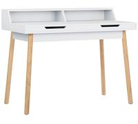 CLP Trading GmbH – Table de bureau Secrétaire Eaton – MDF, piètement bois de chêne – Blanc 110 cm