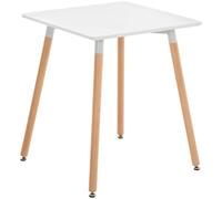 Table de Cuisine Viborg - CLP - Carré - Blanc - 60 cm - Pieds en Bois de Hêtre Nature