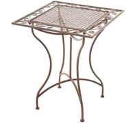 CLP Table de jardin Asina carrée 60 x 60 cm – Fer Art Nouveau, finition déperlante – Marron antique