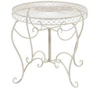 CLP Table de Jardin Ronde Style Art Nouveau Sheela, Table en Metal en Fer thermolaque, resistante aux intemperies, Couleur:crčme Antique