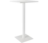 CLP Table Haute Carrée 60 cm Sharon, Table de Bar Carrée avec Structure Métallique en Acier Revêtu de Poudre | Couleur Blanc/Blanc