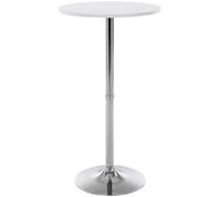 CLP Table haute de bar avec plateau rond | Table de support haute en métal avec surface ronde en bois, 60 cm, couleur : blanc