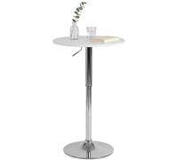 CLP Table Haute Lamoni Ronde 60cm, reglable en Hauteur sans palier, pivotante 360°, Table Bar & Bistro, Pied Metal Stable, Protection Sol | Couleur Blanc Forme Rond