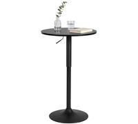 CLP Table Haute Lamoni Ronde 60cm, reglable en Hauteur sans palier, pivotante 360°, Table Bar & Bistro, Pied Metal Stable, Protection Sol, Couleur:Noir/Noir, Forme:Rond