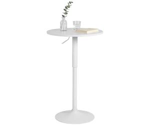 CLP Table Haute Lamoni Ronde 60cm, reglable en Hauteur sans palier, pivotante 360°, Table Bar & Bistro, Pied Metal Stable, Protection Sol | Couleur Blanc/Blanc Forme Rond