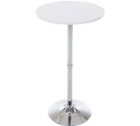 CLP Table haute de bar avec plateau rond | Table de support haute en métal avec surface ronde en bois, 60 cm, couleur : blanc