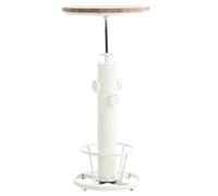 CLP Table haute Ruhr I Table de bar réglable en hauteur avec repose-pieds I Structure de table en métal et plateau de table en bois de pin, Couleur:blanc antique
