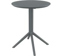 CLP Table Pliante Sky I Ronde Ou Carrée I Table De Jardin Pliante, Stable Et Facile À Nettoyer pour Un Usage Intérieur Et Extérieur, Couleur:Gris foncé, Forme:Rond