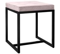CLP Tabouret Barci I Tabouret Moderne | Tabouret rembourré de Haute qualité avec Structure en Fer Peinte en Noir par poudrage | Couleur Gris Clair Matériel Velours