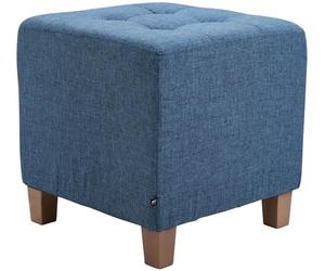 CLP Tabouret Bas Pharao Repose-Pieds Rembourré en Tissu I Tabouret Bas avec Coutures Décoratives I Pouf Carré avec Pieds en Bois, Couleur:Bleu