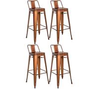 Lot de 4 tabourets de bar - CLP - Mason - Style industriel - Métal - Couleur cuivre