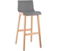 CLP Tabouret de Bar avec Dossier Hover, Assise en Plastique, Tabouret de comptoir avec Structure en Bois de hêtre Robuste Couleur:Gris