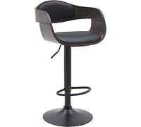 CLP Tabouret de bar Kingston - avec dossier, rembourré, revêtement similicuir ou tissu, Noir/Gris