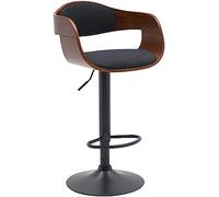 CLP Tabouret de Bar avec Dossier Kingston, Chaise de Bar rembourrée avec revêtement en Similicuir ou en Tissu | Couleur Noyer/Noir Matériel Tissu