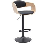CLP Tabouret de Bar avec Dossier Kingston, Chaise de Bar rembourrée avec revêtement en Similicuir ou en Tissu, Couleur:Nature/Noir, Matériel:Similicuir