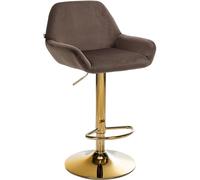 CLP Tabouret De Bar Braga Housse en Velours avec Cadre Doré, Réglable en Hauteur Et Rotatif À 360°, Chaise De Bar avec Repose-Pieds, Couleur:Marron