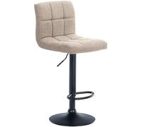 CLP Tabouret de Bar Calma Tissu I Chaise de Bar réglable en Hauteur I Pivotant à 360° avec Dossier pour bistrot et Cuisine, Couleur:crème, Couleur du Cadre:Noir