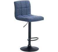 CLP Tabouret de Bar Calma Tissu I Chaise de Bar réglable en Hauteur I Pivotant à 360° avec Dossier pour bistrot et Cuisine, Couleur:Bleu, Couleur du Cadre:Noir