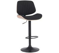 CLP Tabouret de Bar Clawson Revêtement Tissu I Chaise de Bar avec Cadre en Bois courbé réglable en Hauteur et pivotant I avec Dossier, Couleur:Nature/Noir, Couleur du Cadre:Noir