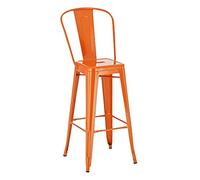 CLP Tabouret De Bar Design Aiden en Métal Robuste I Tabouret De Bar Style Industriel avec Dossier Et Repose-Pieds I Chaise Haute De Cuisine Chic, Couleur:Orange