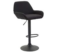 CLP Tabouret De Bar Design Braga Tissu I Réglable en Hauteur Et Pivotant I Chaise De Bar avec Dossier Et Repose-Pied Ergonomique Siège Pivotant, Couleur:Noir, Couleur du Cadre:Noir