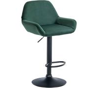 CLP Tabouret De Bar Design Braga Velours I Réglable en Hauteur Et Pivotant I avec Dossier Et Repose-Pieds, Couleur du Cadre: Noir, Couleur: Vert foncé