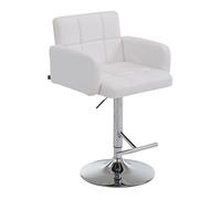CLP Tabouret de bar Los Angeles – Similicuir, accoudoirs, réglable en hauteur – Blanc/Chrome