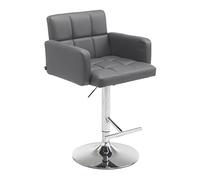 CLP Tabouret de Bar Design Los Angeles Similicuir Dossier Et Accoudoirs I Chaise Haute Réglable en Hauteur I Accoudoir | Couleur Gris Couleur du Cadre Chrome