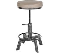 CLP Tabouret de bar Destin - simili cuir, hauteur réglable, pivotant, pied métal, Argent antique