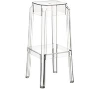 CLP Tabouret de Bar Fox en Plastique Résistant - Tabouret de Comptoir Stable et Léger (2 kg) - Hauteur 75 cm - Chaise Haute de Cuisine Empilable | Couleur Transparent