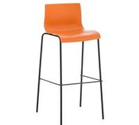 CLP Tabouret de bar Hoover 4 pieds - Assise Plastique , Orange/Noir Orange