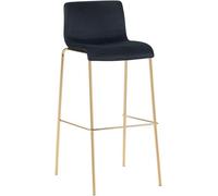 CLP Tabouret de Bar Hoover revêtement Velours I Chaise de Bar avec Dossier et Repose-Pieds I avec Structure métallique Aspect Or, Couleur:Noir