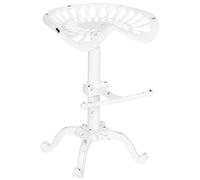 CLP Tabouret de Bar Industriel Butch I Siège en Fer Forgé Pieds en Métal I Chaise de Bar Ergonomique Hauteur Réglable | Couleur Blanc Antique