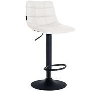 CLP Tabouret de Bar Jerry Similicuir I Chaise de Bar réglable en Hauteur I Chaise pivotante à 360° avec Dossier pour la Cuisine et Le bistrot | Couleur Blanc Couleur du Cadre Noir