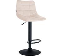 CLP Tabouret de Bar Jerry Velours I Chaise de Bar réglable en Hauteur I Chaise pivotante à 360° avec Dossier pour la Cuisine et Le bistrot, Couleur: Beige, Couleur du Cadre: Noir