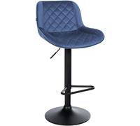 CLP Tabouret de Bar Kasson | Chaise de Bar Moderne avec Dossier, Structure métallique | Tabouret de Bar réglable en Hauteur, pivotant à 360, Couleur:Bleu, Matériel:Velours