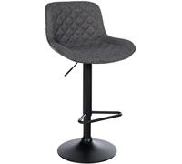 CLP Tabouret de Bar Kasson | Chaise de Bar Moderne avec Dossier, Structure métallique | Tabouret de Bar réglable en Hauteur, pivotant à 360, Couleur:Noir, Matériel:Tissu